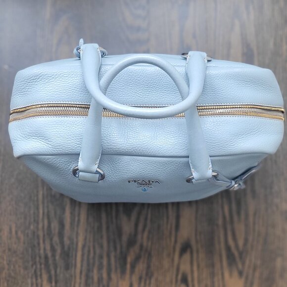 PRADA Light Blue Leather Bowler Handbag - Picture 14 of 16